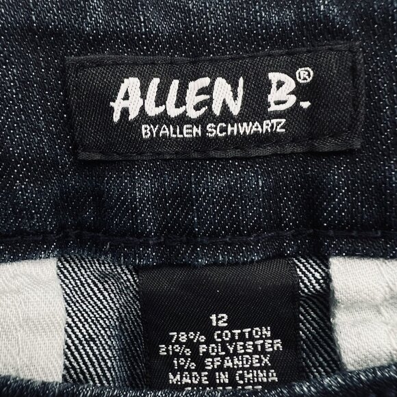 Ellen Schwartz Ellen B Women's Navy Denim Jeans Sz 12 Wide Leg Mid Rise Stretch - Picture 11 of 11